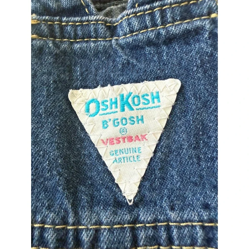 Vintage OshKosh B'Gosh DENIM OVERALLS Girls 6/9 Mos Vestbak Jeans Made in USA